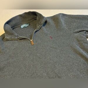 Polo Ralph Lauren Men’s Large 1/4 Quarter Zip Sweater Gray Pullover Mock